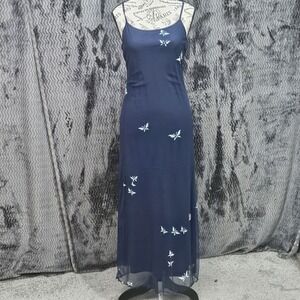 Vtg City Triangles Dress Juniors M Mesh Y2K Butterflies Fairy 90s Whimsical Prom